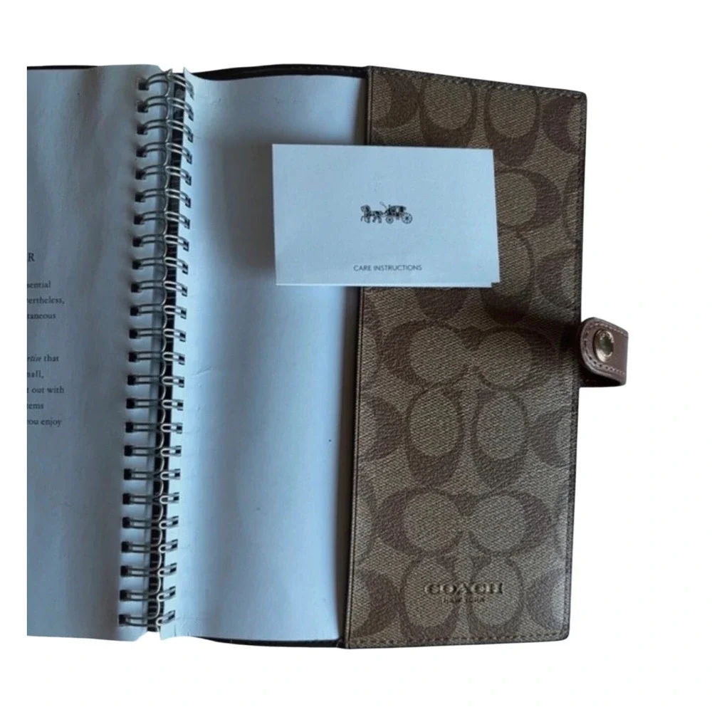 NWT! Coach‎ Signature Canvas Notebook Khaki Brown Monogram Journal Refillable